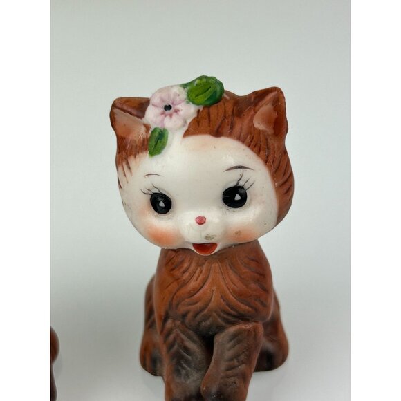 Vintage Anthropomorphic Brown Cats Set of 2 Salt & Pepper Shakers Korea Cute - Picture 3 of 16